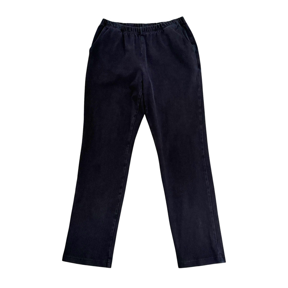 L.L. Bean Perfect Fit Pants Womens M Black Cotton Denim Straight Leg High Rise